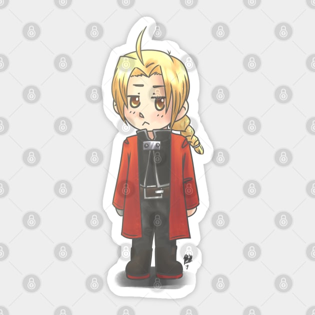 Edward Elric Chibi Sticker by piefanart